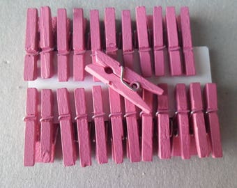x small 24 cloth pin wood fuchsia 25 x 10 mm
