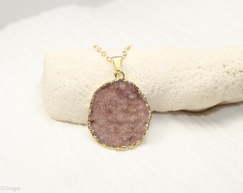 Druzy Necklace, Druzy Jewelry, Drusy Pendant, Gemstone Necklace, Druzie, Geode, Drusy