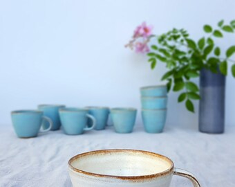 Cappuccino Mug, White Mug, Ceramic Mug, Handmade Coffee Mug, Coffee Lovers Gift, Cappuccino Cup, Italy Cappuccino Cup, Rustic Coffee Mug