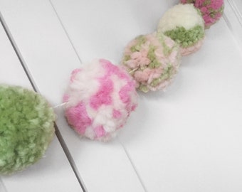Pink, Green and Ivory Pom Pom Garland