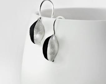 Seed pod earrings, Sterling silver earrings, Nature earrings, Botanical jewelry, Seed pod jewelry, Organic silver, Seed earrings, Silver pod