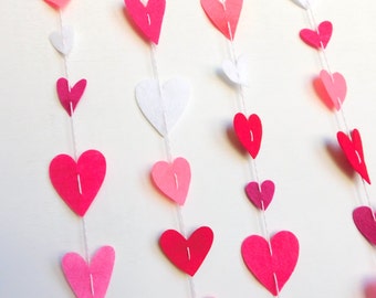 Felt Heart Garland Vertically Hanging