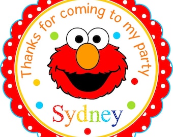 Elmo Stickers, Personalized Elmo Labels, Elmo Birthday Party, Elmo Gift Tags - Set of 12