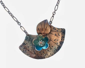 New lower price for Fall! Copper necklace, copper jewelry, patina necklace, copper jewelry, copper necklace, statement necklace