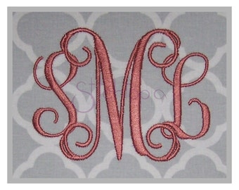 Interlocking Vine Monogram Set 1″ 1.5" 2″ 2.5" 3″ Machine Embroidery Fonts Vine Monogram Embroidery Font BX PES 11 Formats Instant Download