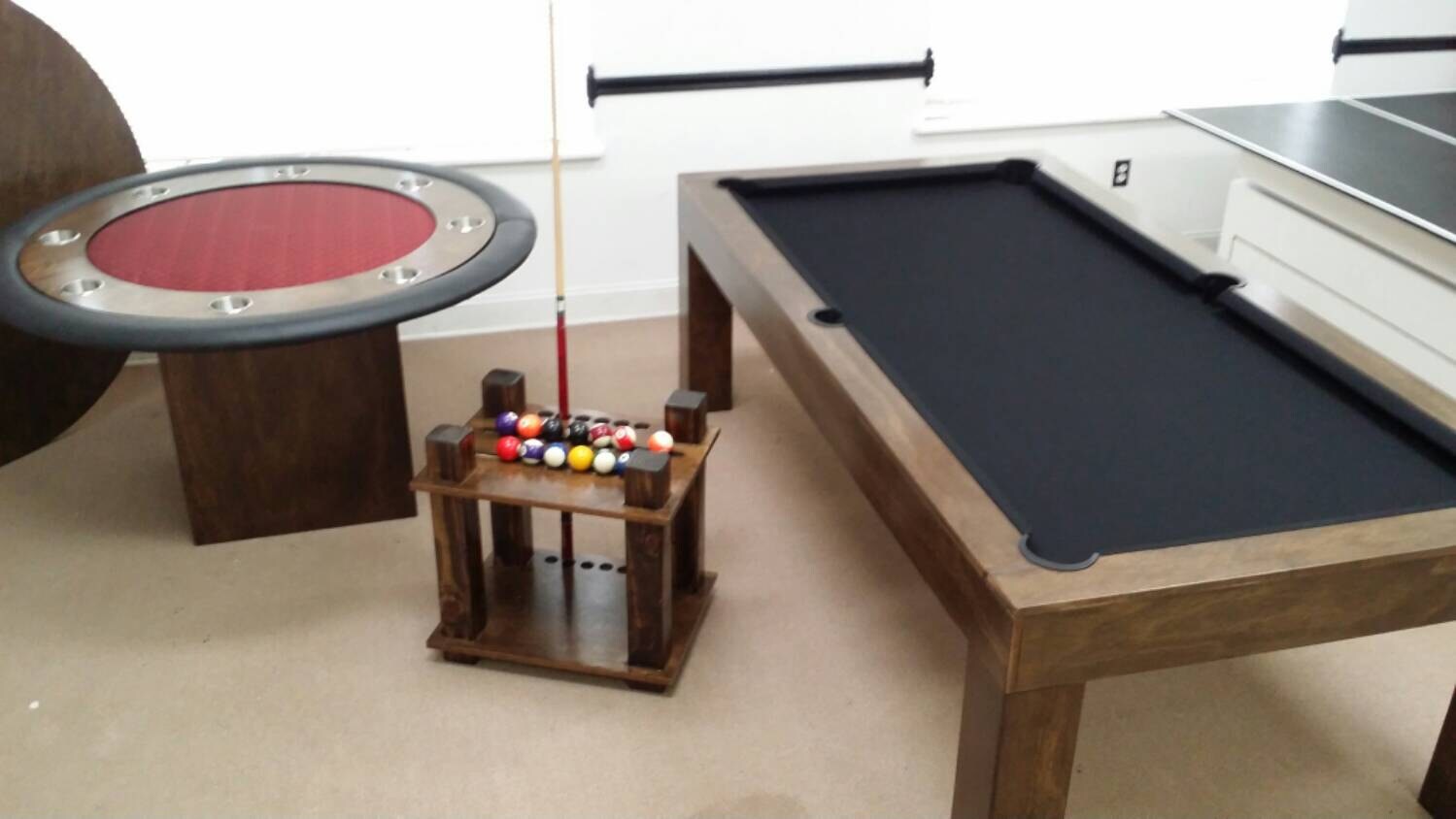 Conversion Pool table with Ping pong top/ Poker Table/ Cue