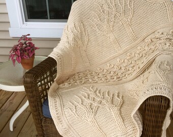 Crochet Tree of Life Afghan | Tree and Flower Throw Blanket