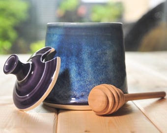 Honey Pot Ceramic - with Honey Spoon Swirl - Made To Order
