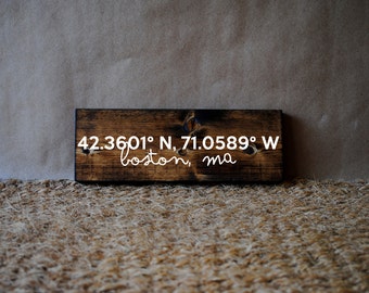 Coordinates, Hometown Sign | Wooden Sign, Housewarming Gift, Custom Coordinates sign, GPS Coordinates Gift, Latitude Longitude Sign