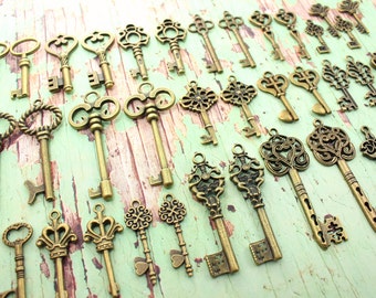 100 Vintage Style Skeleton Keys Collection Antique Brass