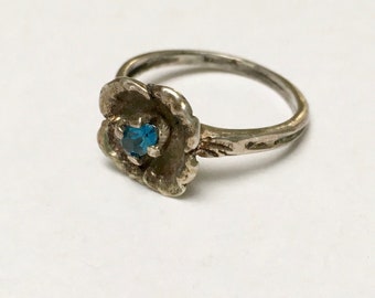 vintage sterling flower ring size 6