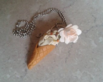 Smarties and vanilla ice cream cone necklace