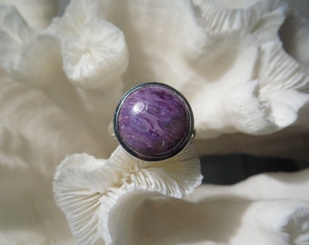 Pretty Purple Charoite Ring Size 6.75