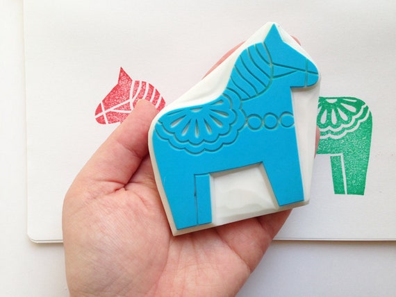 Download dala horse stamp. swedish horse hand carved rubber stamp.