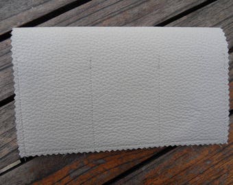 Off-white leather CHECKBOOK holder
