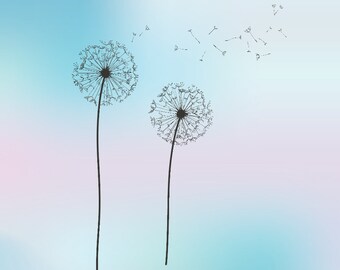 Dandelion SVG Digital Download- Silhouette Clipart Stencils- Instanst Design- PNG Image for Vinyl- Cutting Dandelion- DIY- Decal- Clipart