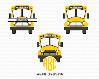 School Bus SVG, Back to School SVG, yellow bus, School Bus Monogram frames, for CriCut Silhouette cameo Files svg jpg png dxf
