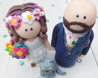 Bespoke Bride and Groom Wedding Cake Toppers