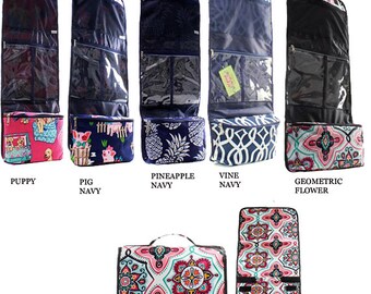 Canvas Geometric Flower Garden Hanging Toiletry Bag