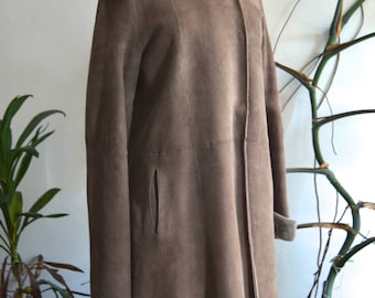 Brown Shearling Hooded Coat, size Small