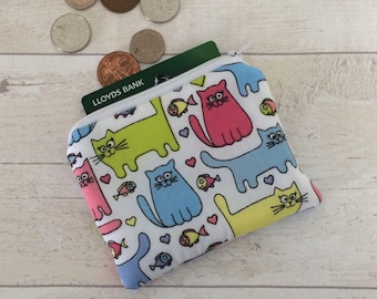 Cute cat purse, cat money purse, cat coin purse, money pouch, small zipper pouch, coin pouch, gift, cat purse