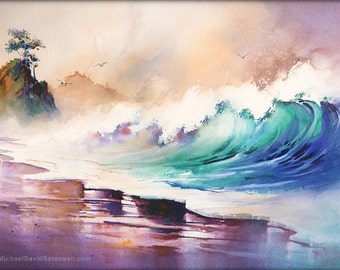 Pacific Blue Watercolor Ocean Art by Michael David Sorensen.