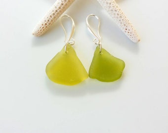 Sea Glass Earrings Genuine Olive Green Sea Glass Earrings Beach Glass Earrings Seaglass Earrings Sea Glass Jewelry Seaglass Jewelry Gift