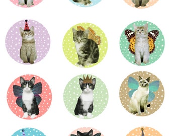 Instant download party cats cupcake toppers