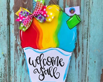 Snow Cone Door Hanger / summer door hanger / Snoball door hanger / snocone / Decoration / Outdoor Decor / summer decoration