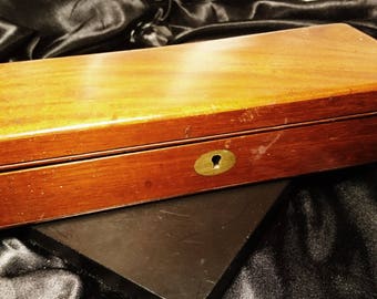 Old vintage sewing box, dovetail woodwork, mid century, restoration or renovation, small teak sewing box