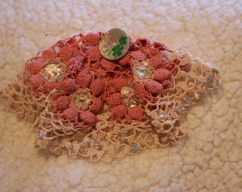 Upcycled doily brooch