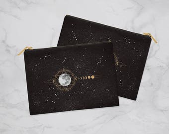 Golden Moon Pencil Case, Planner Accessories, Planner Pouch, Pencil Pouch, Zipper Pouch, Pouch, Makeup Bag, Cosmetic Bag, Bridesmaid Gift