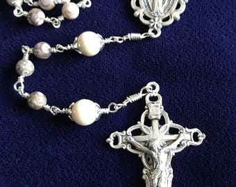 Natural Stone Wrapped Rosary