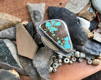 Extra Large Sterling and Royston Turquoise Goddess Statement Ring
