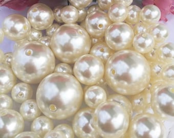 75pcs jumbo pearls assorted sizes vase filler table centerpiece ivory