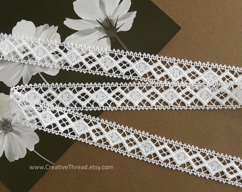 6 Yards, Spanish Cotton Lace, Vintage Heirloom Lace, Cotton Insertion, Doll or Costume Trim, Lingerie Lace, 5/8" Wide, Soft White - BR365