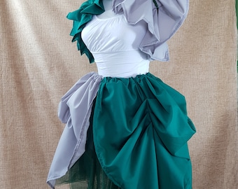 Witch Wizard Green and Black Knee Length Tie On Bustle Skirt-One Size Fits All