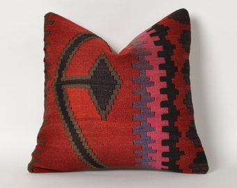 kilim pillow, throw pillow, kilim, red, turkish kilim pillow, turkish pillow, pillow cover, pillow, red pillow, red kilim pillow, kilim