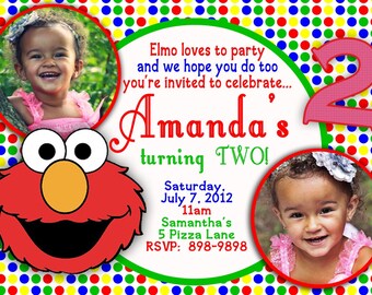 CUSTOM PHOTO Invitations Elmo Birthday Invitation - You Print - PRINTABLE - I Customize You Print - 4x6 or 5x7
