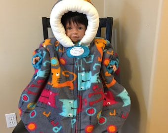 Infant Car Seat Poncho (Skinny Kitties) - Size Medium