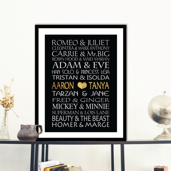 Famous Couples names Custom design Gold Silver couple
