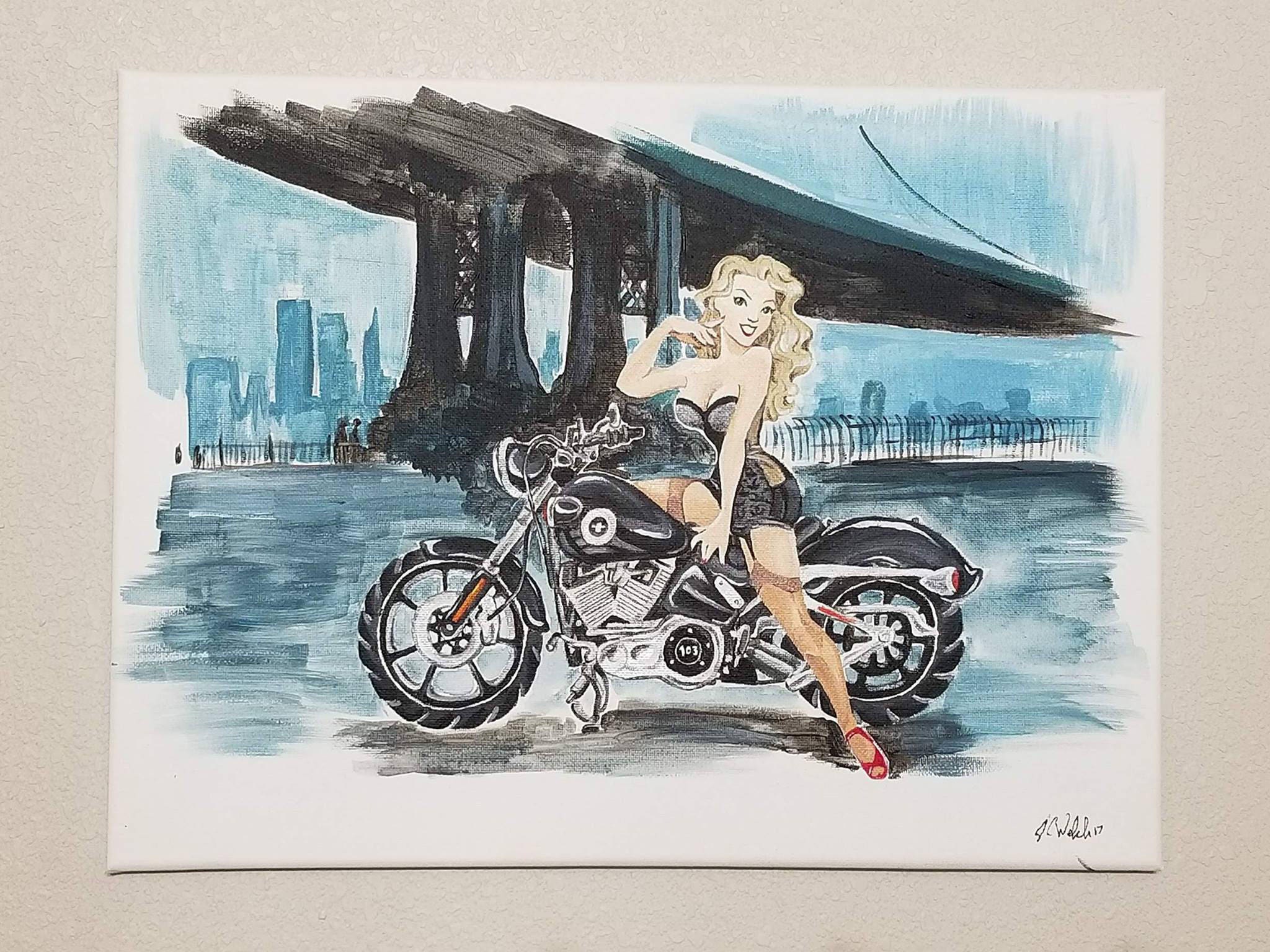 Motorcycle BlondeCustom pinup art
