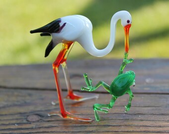 Glass stork figurine stork glass sculpture, Blown Glass, Sculpture Made Of Glass, Glass Art