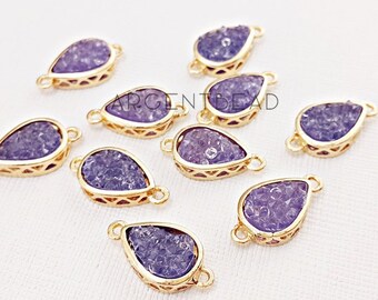 10x12mm 2pcs amethyst quartz Teardrop Druzy Pendant,Druzy Charm, Boho Druzy Necklace, Gold Tone Druzy Pendant, Bulk Druzzy