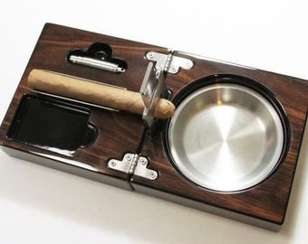 Personalized Engraved Cigar Ash Tray, Cigar Cutter, Cigar Punch, Retirement, Birthday, Gifts For Men, Father's Day-Free engraving
