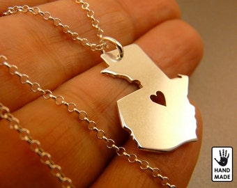 Guatemala Map Handmade Personalized Sterling Silver .925 Necklace in a gift box