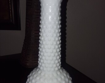 Vintage White Hobnail Milk Glass Bud Vases E.O Brody