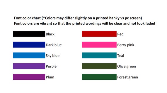 grandparents of the bride gifts from the bride grandmother hanky color chart