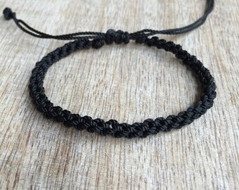 Gator, Black Anklet, Waterproof Anklet, Braided Anklet, Macrame Anklet, Surfer Anklet, Macrame Bracelet, Unisex Anklet NA001024