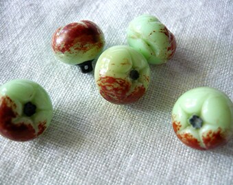 5 vintage "Apple" hand-painted buttons